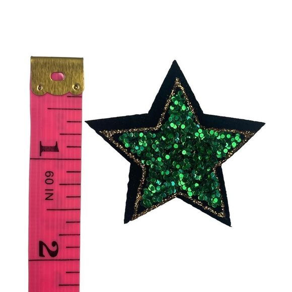 2 Pc. Green Glitter Sparkle Star Patches - Picture 2 of 3